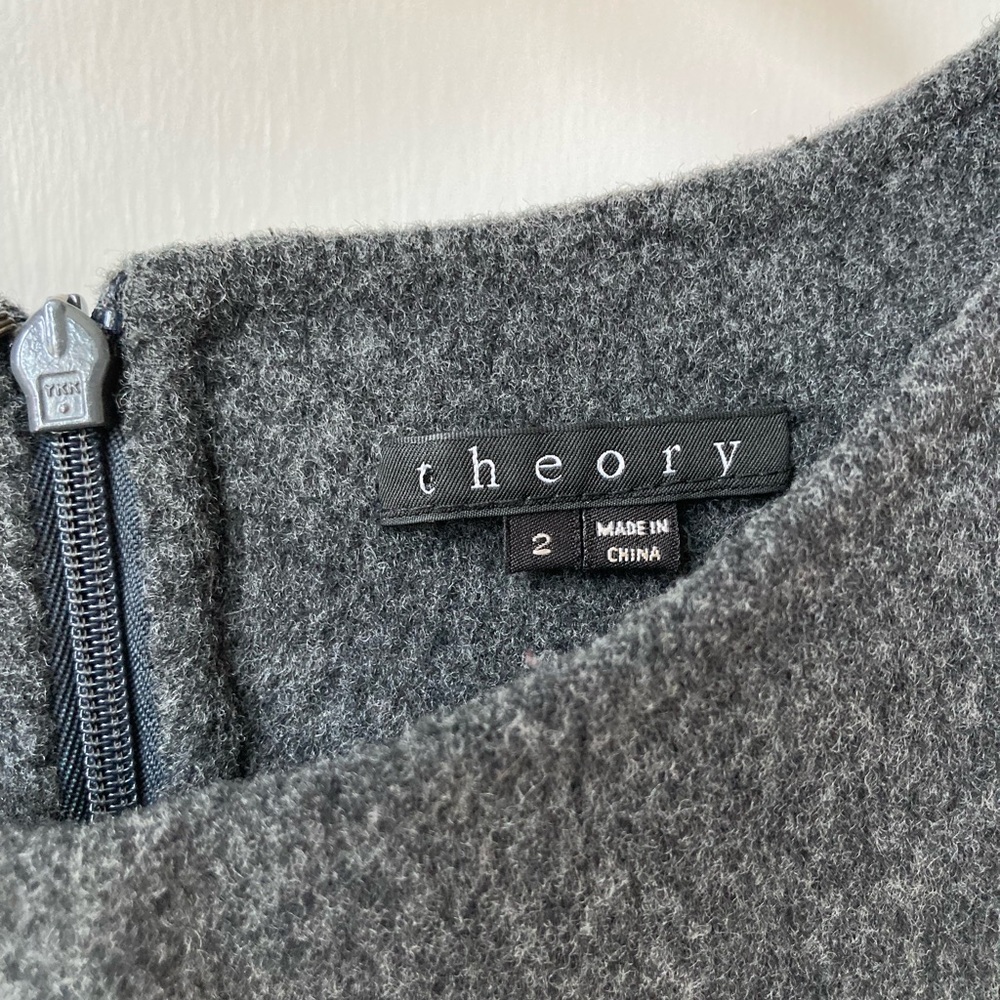 Theory | Classic Wool Blrnd Sleeveless Sheath Dress in Dark Gray - Picture 2 of 9